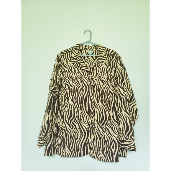 Liz & Me Tops - Liz & Me Womens Plus Sz 2X Shirt Button Front Long Sleeve Zebra Animal Print